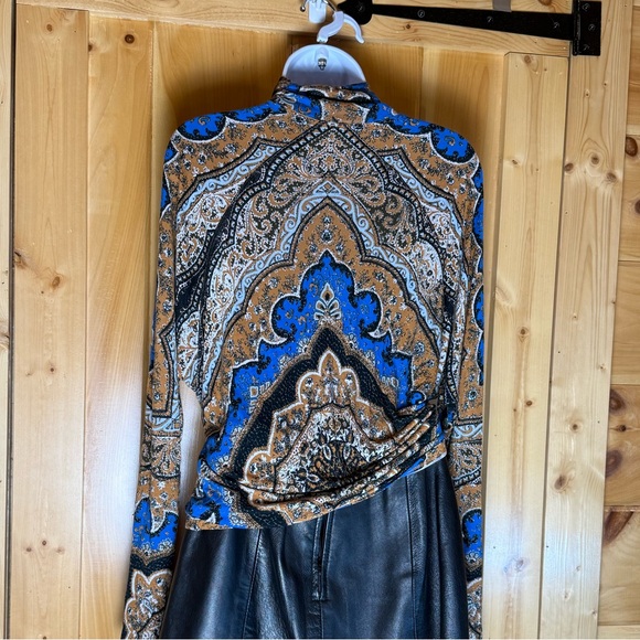 Free People Eclipse Combo Turtleneck Raglan Sleeve Stretch Long Sleeve Top M - Picture 4 of 10